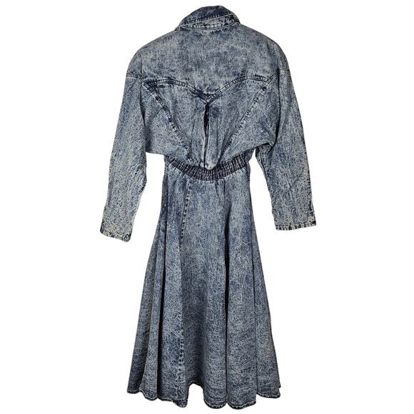 PG Collection Ginger Bolt vintage denim dress sz12 blue stonewash western 80s - Picture 2 of 12